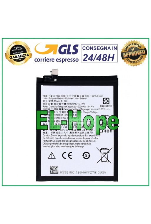 BL270 AKKU FÜR MOTOROLA MOTO E5 XT1944 / LENOVO K6 NOTE 4000 mAh