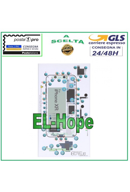 ISCREWS MAP SCHRAUBENGEHÄUSEPAD ILLUSTRIERT ZUR DEMONTAGE APPLE IPHONE XR