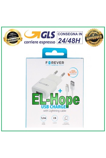 IPHONE-REISE-USB-LADEGERÄT 5 V 10 W 2 A + WEISSES LIGHTNING-KABEL 1,2 m